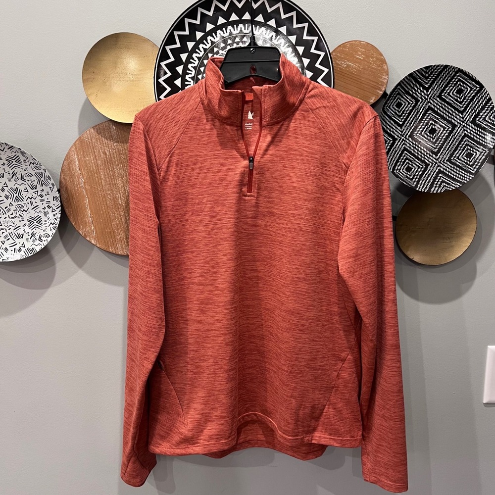 REI Co-op Womens Quarter Zip Pullover Terracotta Orange Space Dye Medium